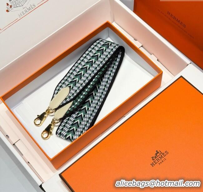 Cheap Price Hermes Canvas Bag Strap 5x85cm H1037 Green/Grey/Gold 2025