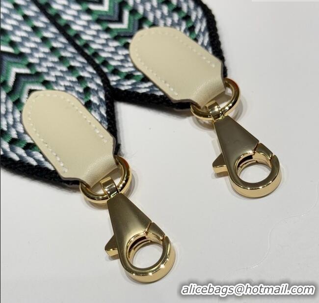 Cheap Price Hermes Canvas Bag Strap 5x85cm H1037 Green/Grey/Gold 2025