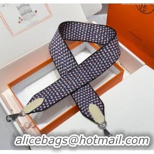 Good Looking Hermes Canvas Bag Strap 5x85cm H1037 Blue/Brown/Silver 2025