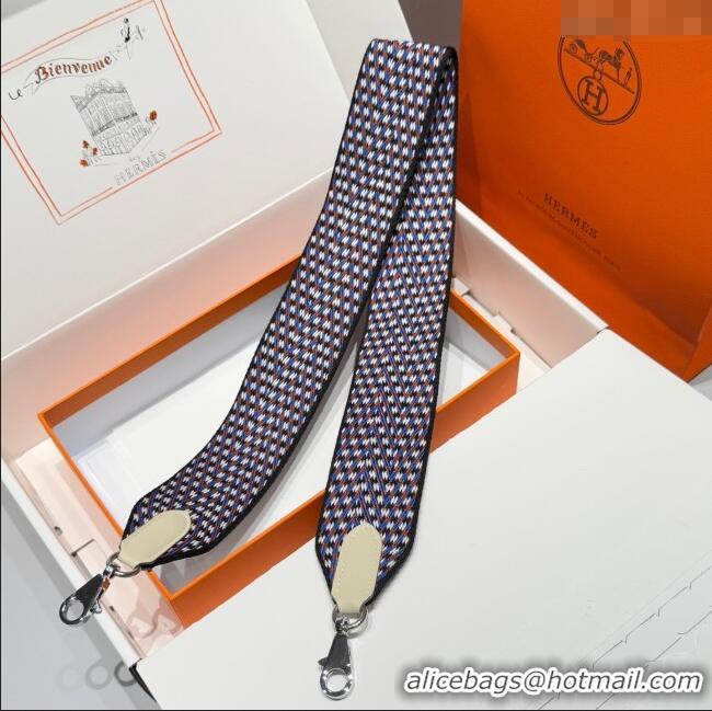 Good Looking Hermes Canvas Bag Strap 5x85cm H1037 Blue/Brown/Silver 2025