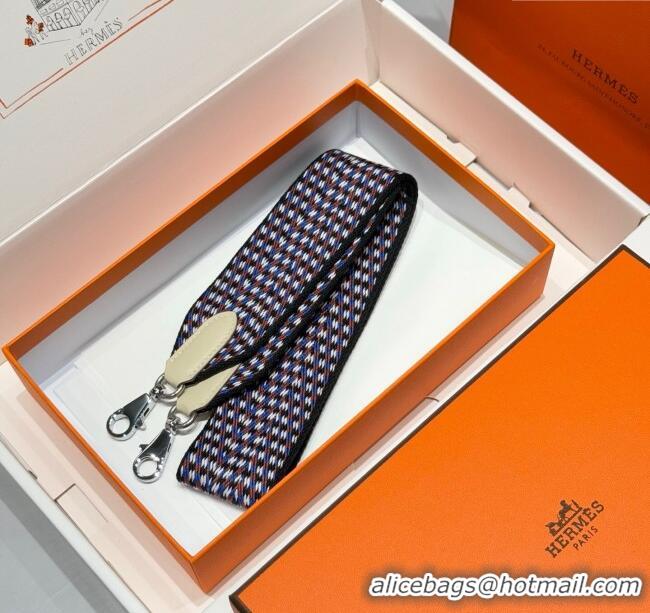 Good Looking Hermes Canvas Bag Strap 5x85cm H1037 Blue/Brown/Silver 2025