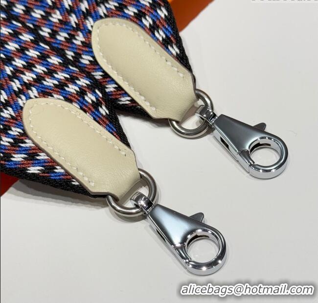 Good Looking Hermes Canvas Bag Strap 5x85cm H1037 Blue/Brown/Silver 2025