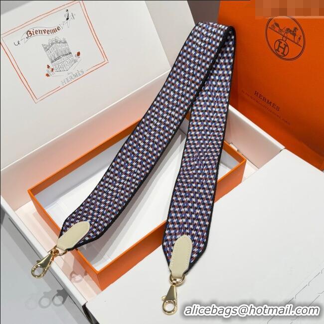 Most Popular Hermes Canvas Bag Strap 5x85cm H1037 Blue/Brown/Gold 2025