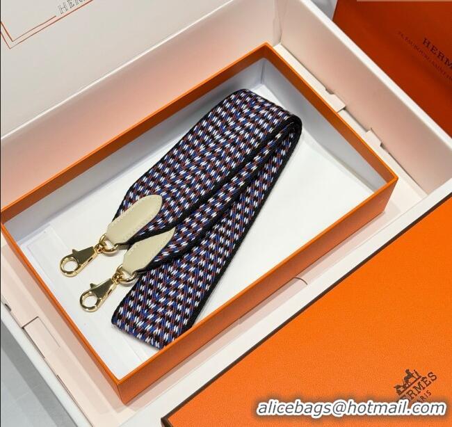 Most Popular Hermes Canvas Bag Strap 5x85cm H1037 Blue/Brown/Gold 2025