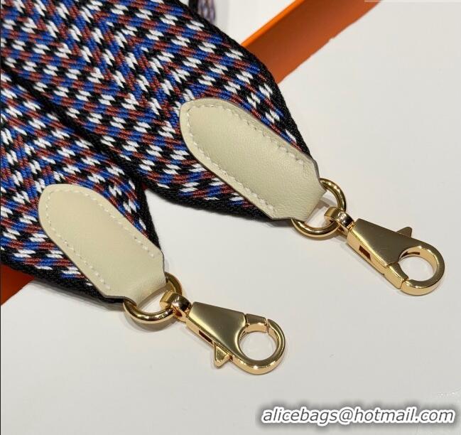 Most Popular Hermes Canvas Bag Strap 5x85cm H1037 Blue/Brown/Gold 2025
