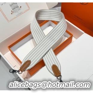 Luxury Discount Hermes Canvas Bag Strap 5x85cm H1037 White/Grey/Silver 2025