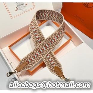 Grade Quality Hermes Canvas Bag Strap 5x85cm H1037 Brown/Beige/Gold 2025