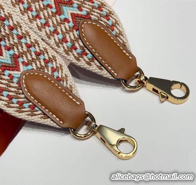 Grade Quality Hermes Canvas Bag Strap 5x85cm H1037 Brown/Beige/Gold 2025