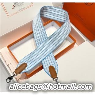Best Price Hermes Canvas Bag Strap 5x85cm H1037 White/Blue/Silver 2025