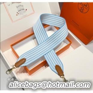 Big Discount Hermes Canvas Bag Strap 5x85cm H1037 White/Blue/Gold 2025