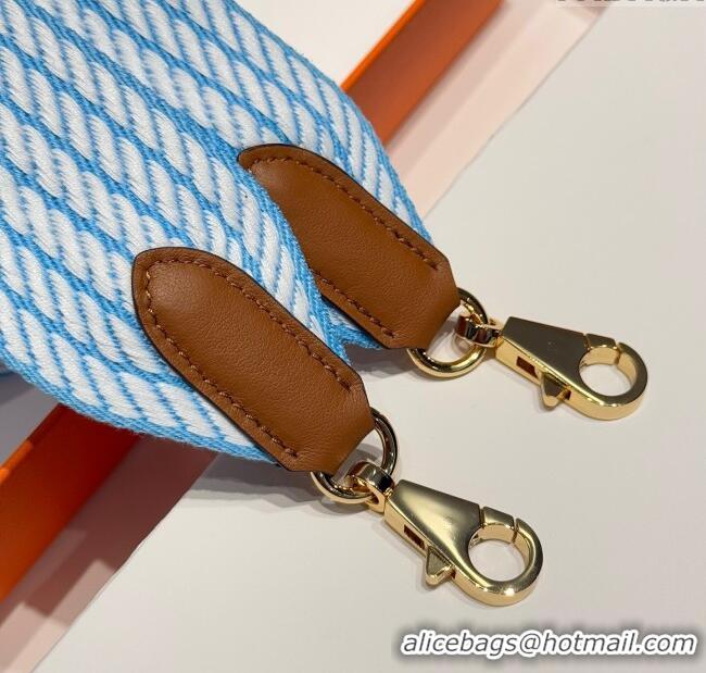 Big Discount Hermes Canvas Bag Strap 5x85cm H1037 White/Blue/Gold 2025