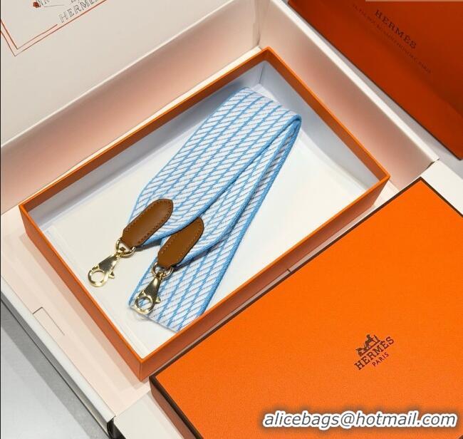 Big Discount Hermes Canvas Bag Strap 5x85cm H1037 White/Blue/Gold 2025