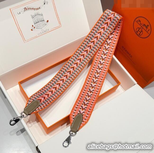 High Quality Hermes Canvas Bag Strap 5x85cm H1037 Orange/Silver 2025