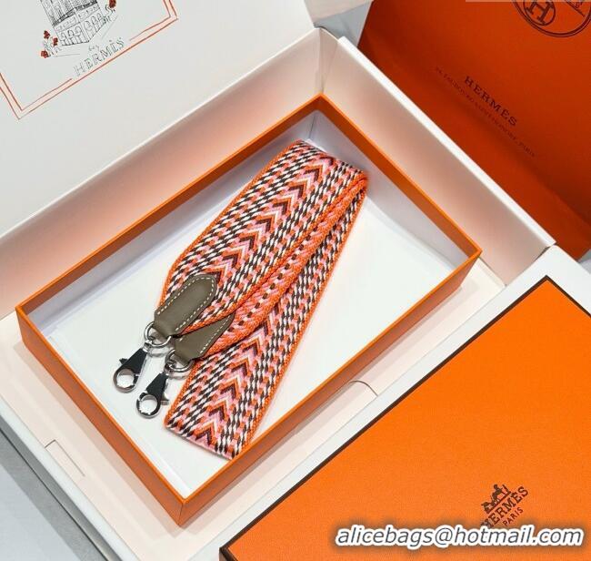High Quality Hermes Canvas Bag Strap 5x85cm H1037 Orange/Silver 2025