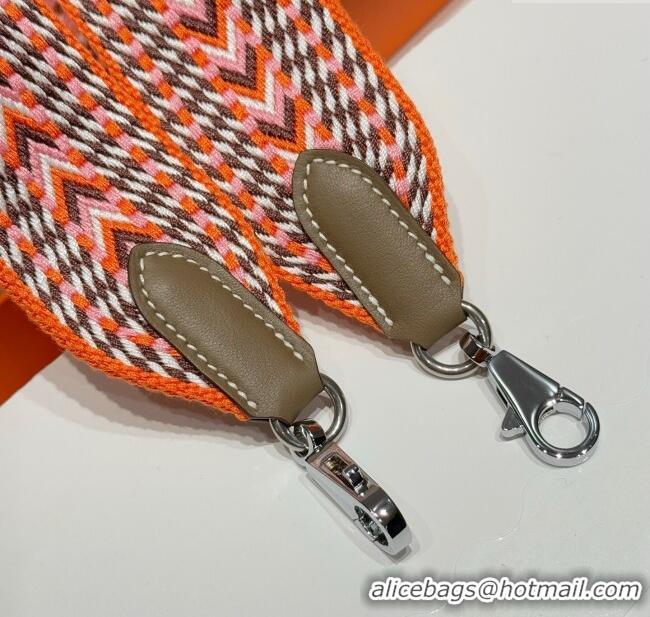 High Quality Hermes Canvas Bag Strap 5x85cm H1037 Orange/Silver 2025
