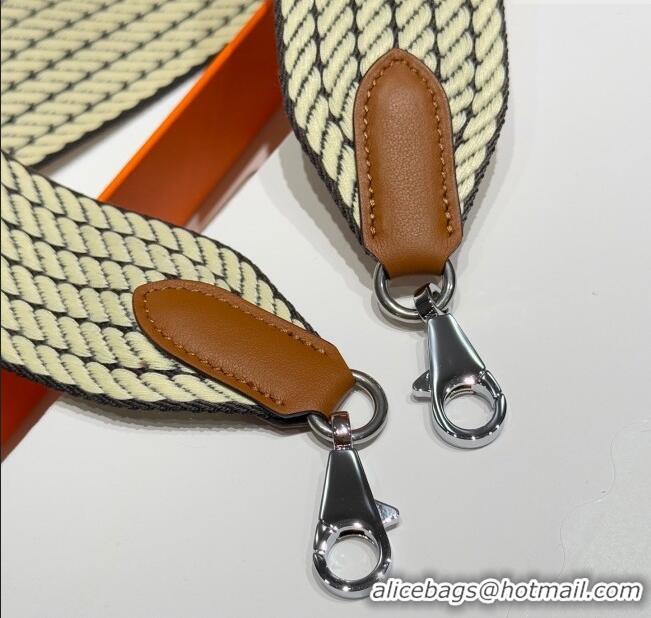 Reasonable Price Hermes Canvas Bag Strap 5x85cm H1037 Yellow/Silver 2025