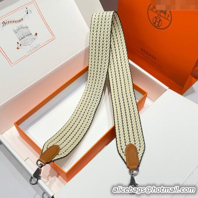 Reasonable Price Hermes Canvas Bag Strap 5x85cm H1037 Yellow/Silver 2025