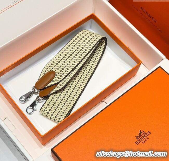 Reasonable Price Hermes Canvas Bag Strap 5x85cm H1037 Yellow/Silver 2025