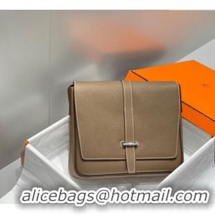 Discount Hermes Steve Light Junior Messenger Bag in Grained Calfskin H1066 Elephant Grey 2025 (Half Handmade)