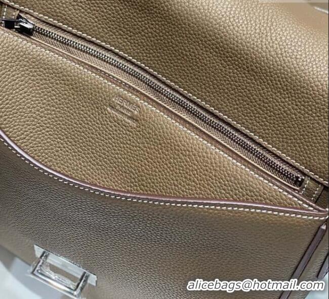 Discount Hermes Steve Light Junior Messenger Bag in Grained Calfskin H1066 Elephant Grey 2025 (Half Handmade)