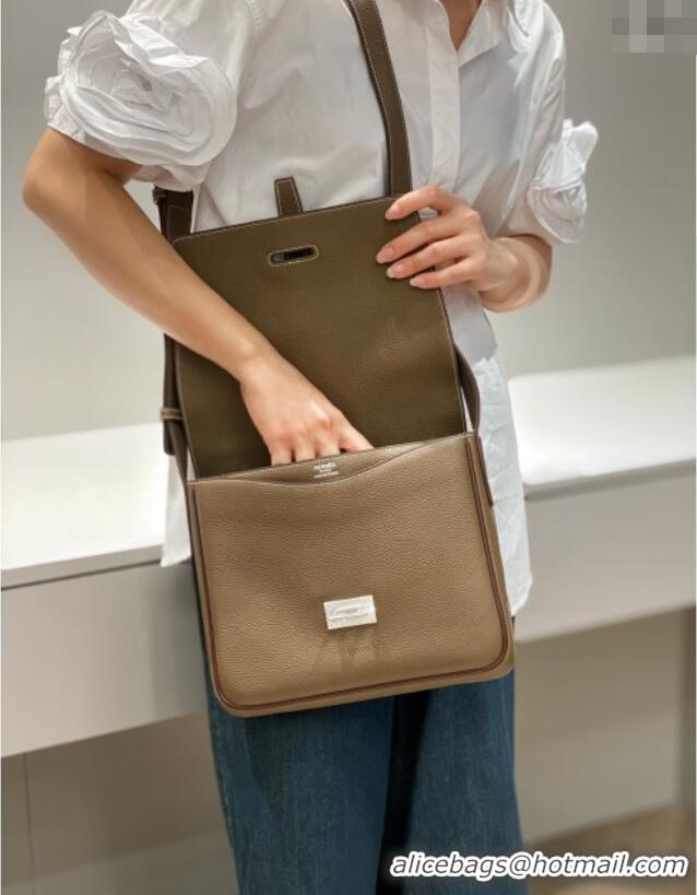 Discount Hermes Steve Light Junior Messenger Bag in Grained Calfskin H1066 Elephant Grey 2025 (Half Handmade)