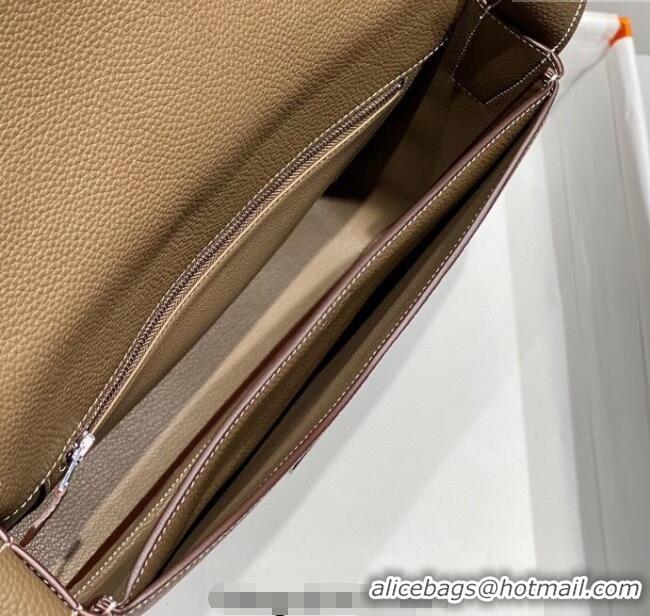 Discount Hermes Steve Light Junior Messenger Bag in Grained Calfskin H1066 Elephant Grey 2025 (Half Handmade)