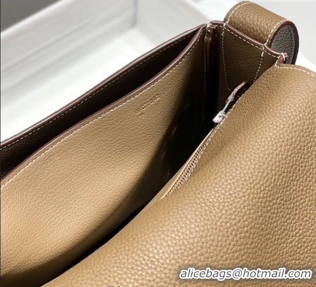 Discount Hermes Steve Light Junior Messenger Bag in Grained Calfskin H1066 Elephant Grey 2025 (Half Handmade)