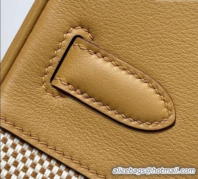 Best Price Hermes Birkin 30cm Bag in Waffle Pattern Canvas and Swift Calfskin with Silver Hardware H1069 Milk Tea Beige 