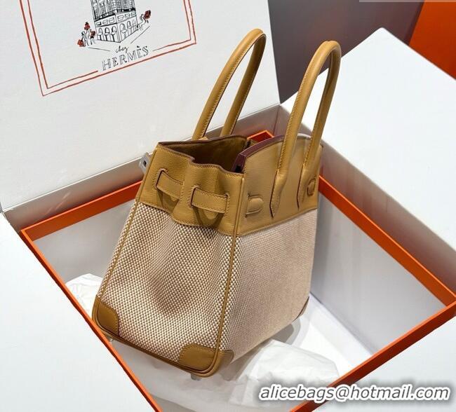 Best Price Hermes Birkin 30cm Bag in Waffle Pattern Canvas and Swift Calfskin with Silver Hardware H1069 Milk Tea Beige 