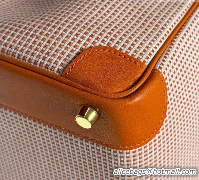 Super Quality Hermes Birkin 30cm Bag in Waffle Pattern Canvas and Swift Calfskin with Gold Hardware H1069 Orange 2025 (H