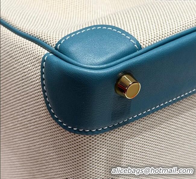 Top Design Hermes Birkin 30cm Bag in Canvas and Swift Calfskin with Gold Hardware H1069 Denim Blue/Cream White 2025 (Hal