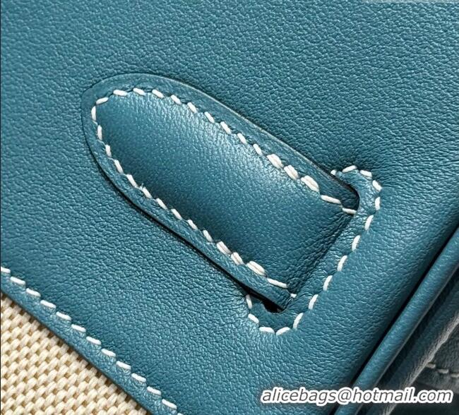 Top Design Hermes Birkin 30cm Bag in Canvas and Swift Calfskin with Gold Hardware H1069 Denim Blue/Cream White 2025 (Hal