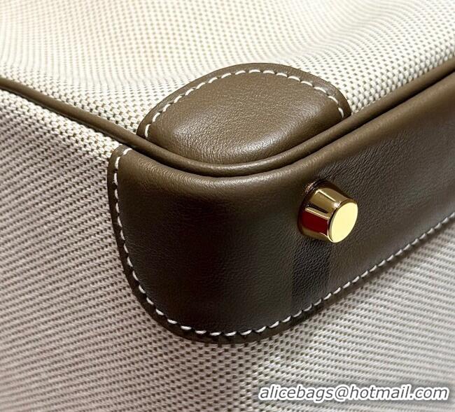 Buy Grade Hermes Birkin 30cm Bag in Canvas and Swift Calfskin with Gold Hardware H1069 Elephant Grey 2025 (Half Handmade