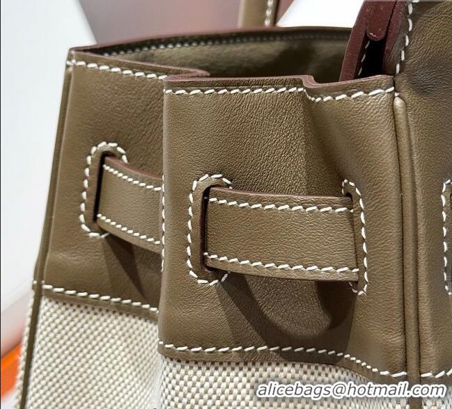 Buy Grade Hermes Birkin 30cm Bag in Canvas and Swift Calfskin with Gold Hardware H1069 Elephant Grey 2025 (Half Handmade