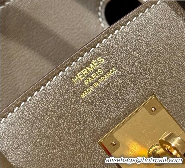 Buy Grade Hermes Birkin 30cm Bag in Canvas and Swift Calfskin with Gold Hardware H1069 Elephant Grey 2025 (Half Handmade