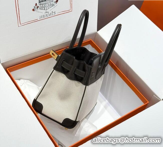 Popular Style Hermes Birkin 30cm Bag in Canvas and Swift Calfskin with Gold Hardware H1069 Ebony 2025 (Half Handmade)