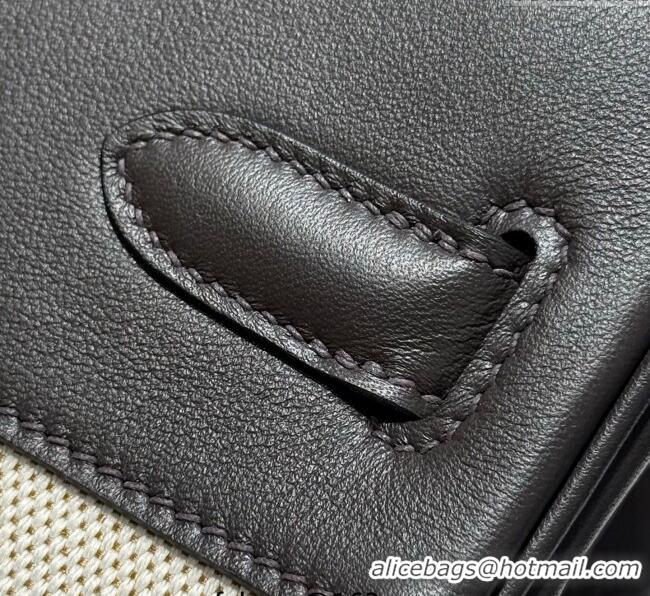 Popular Style Hermes Birkin 30cm Bag in Canvas and Swift Calfskin with Gold Hardware H1069 Ebony 2025 (Half Handmade)