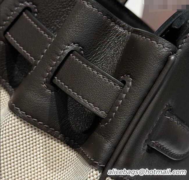 Popular Style Hermes Birkin 30cm Bag in Canvas and Swift Calfskin with Gold Hardware H1069 Ebony 2025 (Half Handmade)