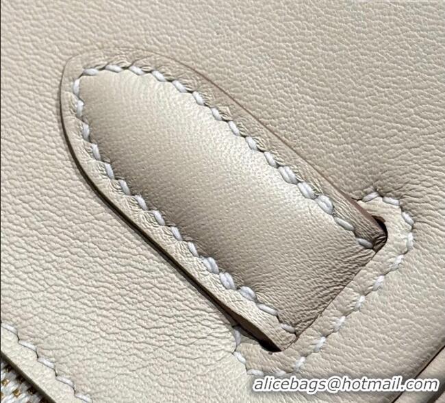 Buy Discount Hermes Birkin 30cm Bag in Canvas and Swift Calfskin with Gold Hardware H1069 Milk Shake White 2025 (Half Ha