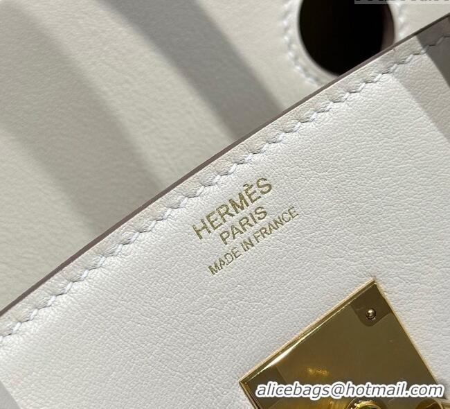 Buy Discount Hermes Birkin 30cm Bag in Canvas and Swift Calfskin with Gold Hardware H1069 Milk Shake White 2025 (Half Ha