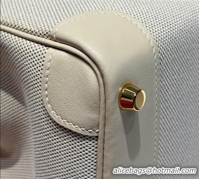 Buy Discount Hermes Birkin 30cm Bag in Canvas and Swift Calfskin with Gold Hardware H1069 Milk Shake White 2025 (Half Ha