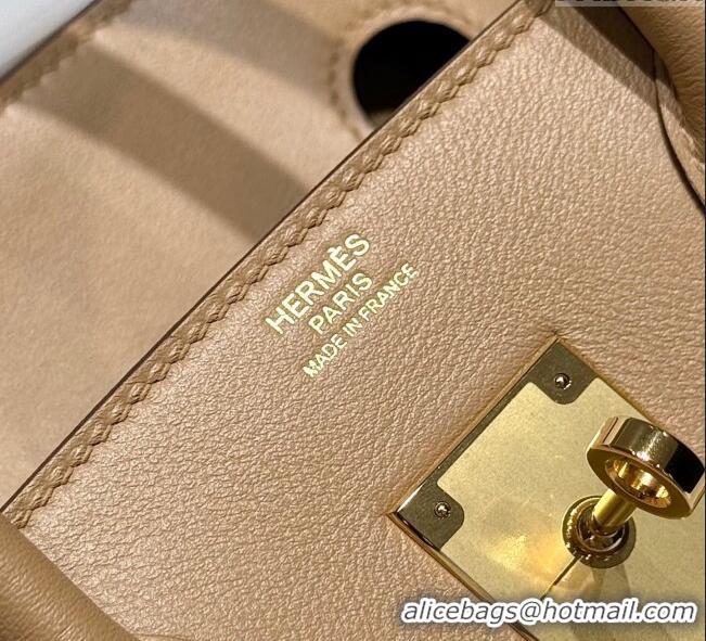 Shop Grade Hermes Birkin 30cm Bag in Canvas and Swift Calfskin with Gold Hardware H1069 Milk Tea Beige 2025 (Half Handma