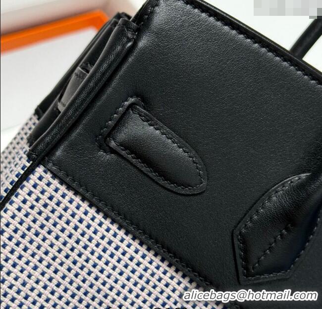 Promotional Hermes Birkin 30cm Bag in Waffle Pattern Canvas and Swift Calfskin with Gold Hardware H1069 Black/Pale Pink 