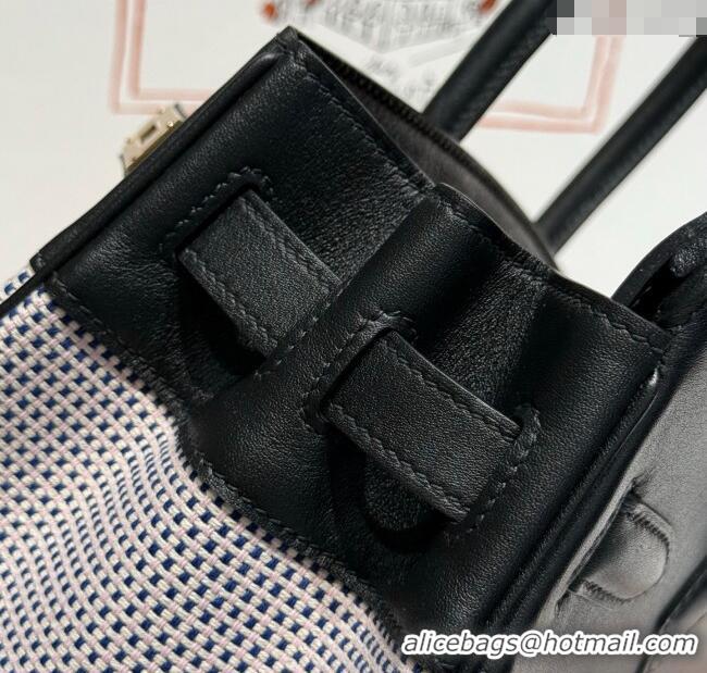 Promotional Hermes Birkin 30cm Bag in Waffle Pattern Canvas and Swift Calfskin with Gold Hardware H1069 Black/Pale Pink 