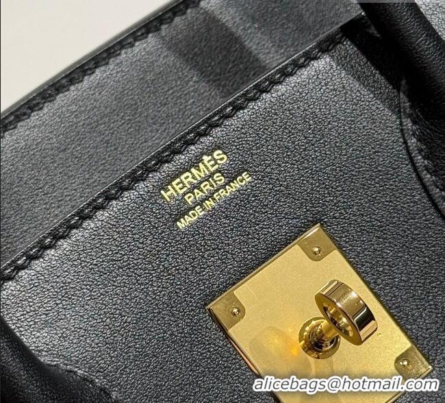 Best Product Hermes Birkin 30cm Bag in Waffle Pattern Canvas and Swift Calfskin with Gold Hardware H1069 Black/White 202