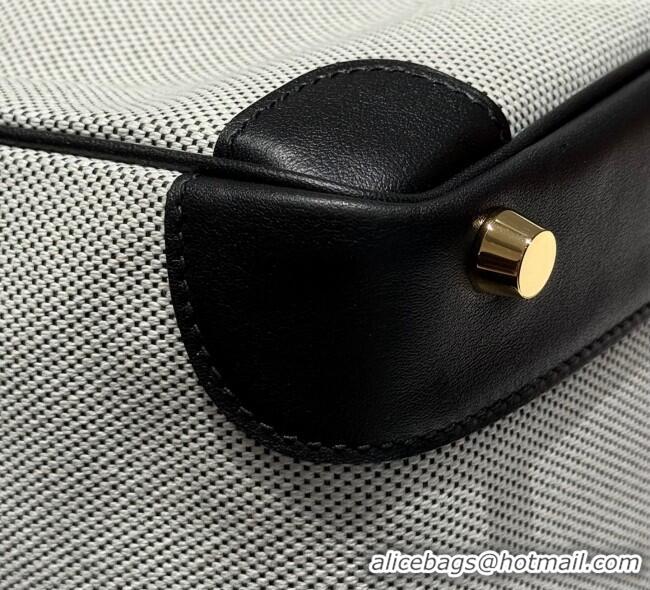 Luxury Discount Hermes Birkin 30cm Bag in Canvas and Swift Calfskin Leather with Gold Hardware H1069 Black/White 2025 (H