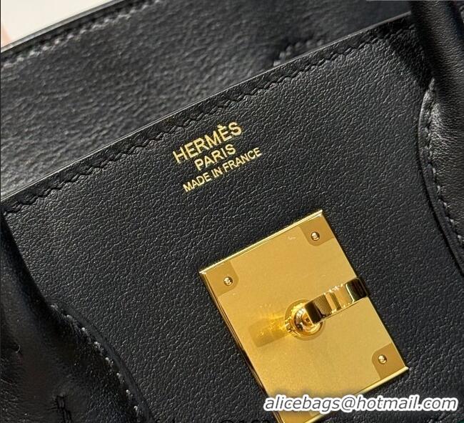 Best Price Hermes Birkin 30cm Bag in Waffle Pattern Canvas and Swift Calfskin with Gold Hardware H1069 Black/Green 2025 