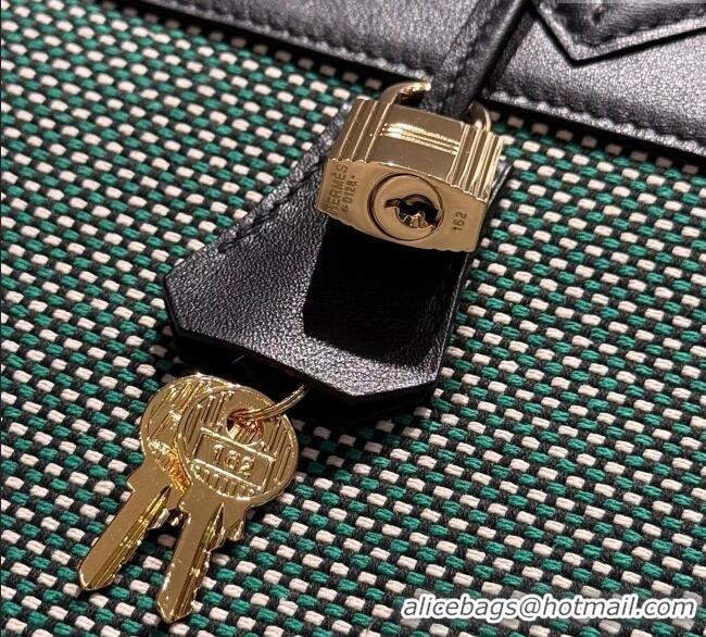 Best Price Hermes Birkin 30cm Bag in Waffle Pattern Canvas and Swift Calfskin with Gold Hardware H1069 Black/Green 2025 