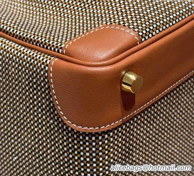 Free Shipping Hermes Birkin 30cm Bag in Waffle Pattern Canvas and Swift Calfskin with Gold Hardware H1069 Brown 2025 (Ha
