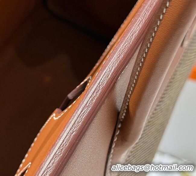 Free Shipping Hermes Birkin 30cm Bag in Waffle Pattern Canvas and Swift Calfskin with Gold Hardware H1069 Brown 2025 (Ha